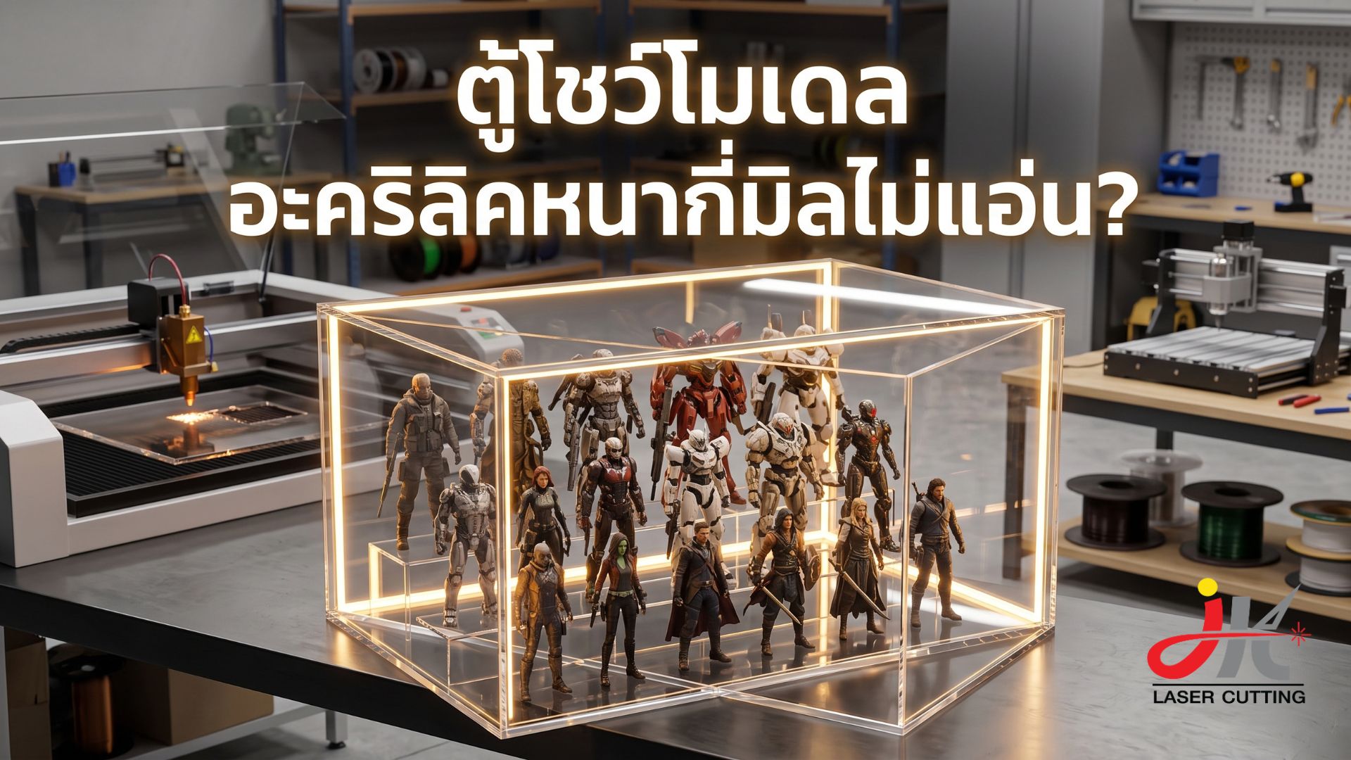 ขนาดตู้โชว์โมเดลสั่งทำ: อะคริลิคหนากี่มิลถึงจะไม่แอ่น?