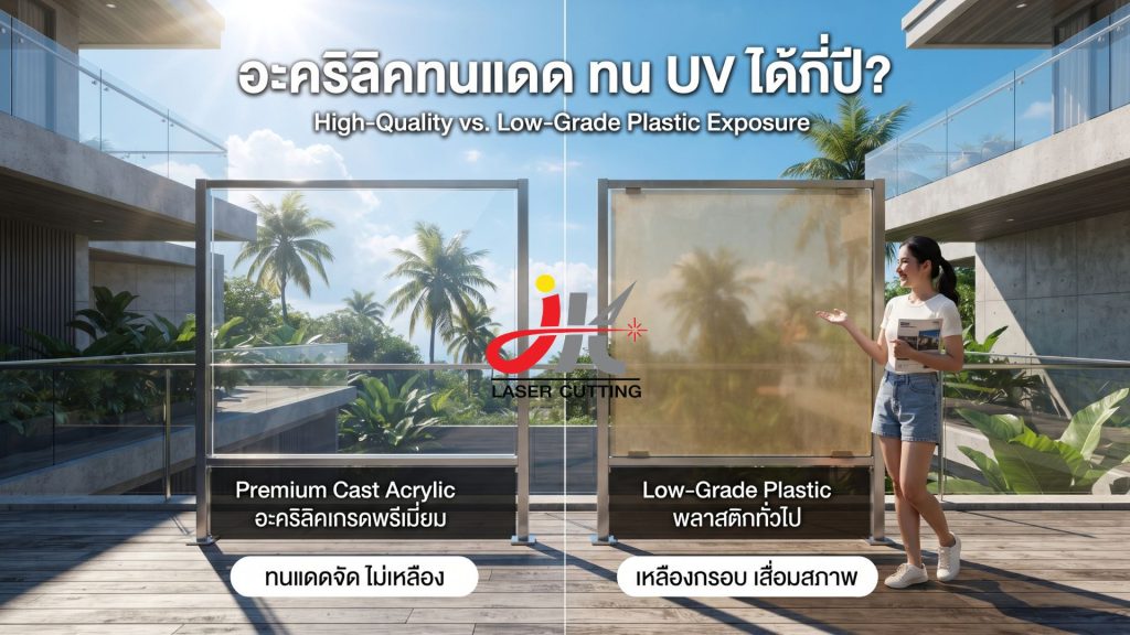 แผ่นอะคริลิคทนแดด ทน UV ได้กี่ปี โดนแดดแล้วจะเหลืองไหม