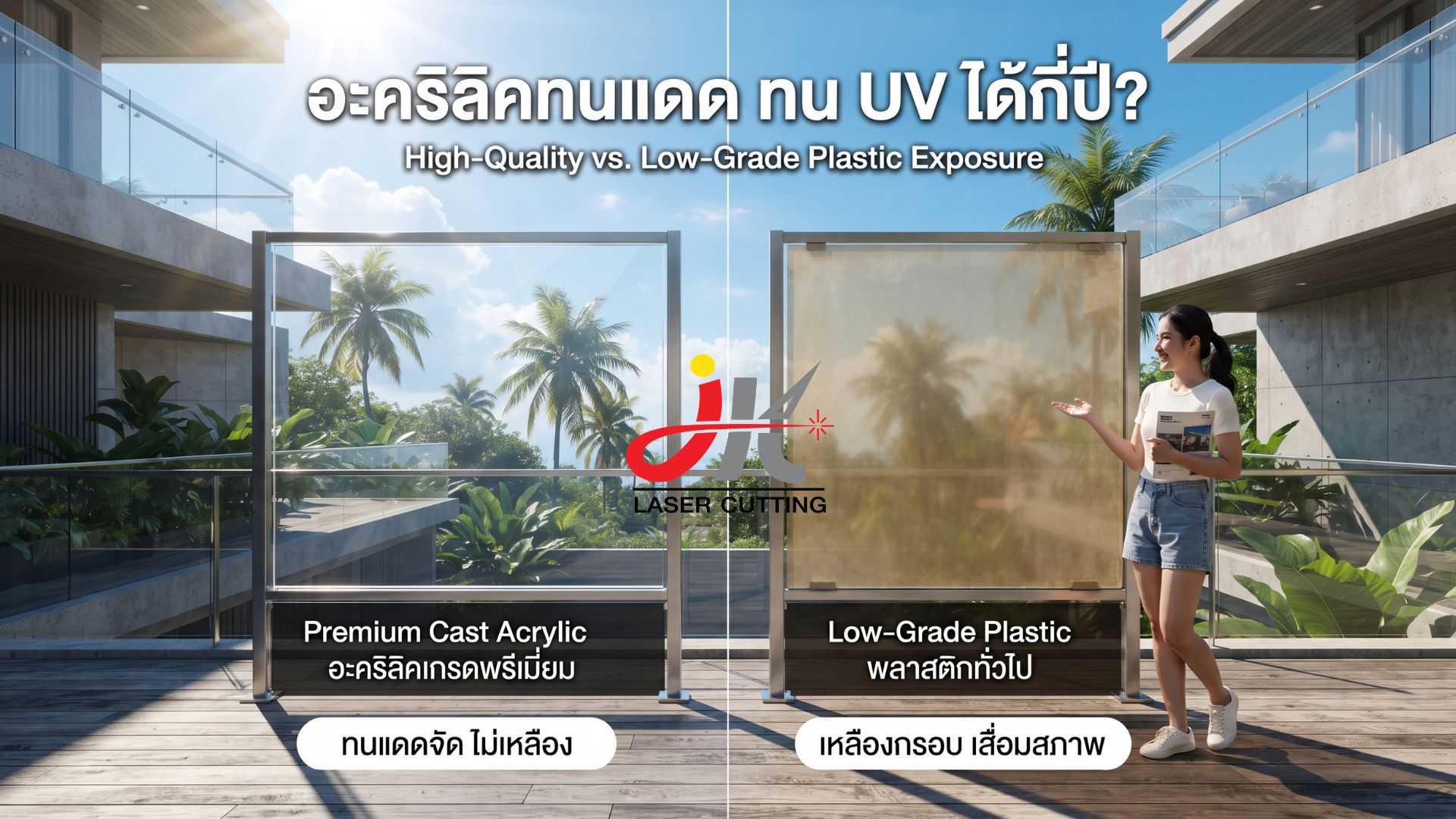 แผ่นอะคริลิคทนแดด ทน UV ได้กี่ปี โดนแดดแล้วจะเหลืองไหม